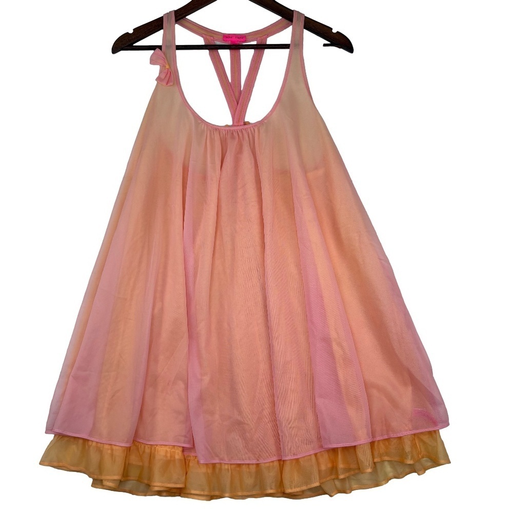 Betsey Johnson Double Layer Pink and Orange Chemise Size M